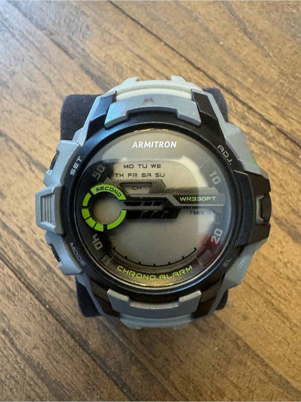 Armitron Digital Sports Watch in Gray, Black and Green Accent